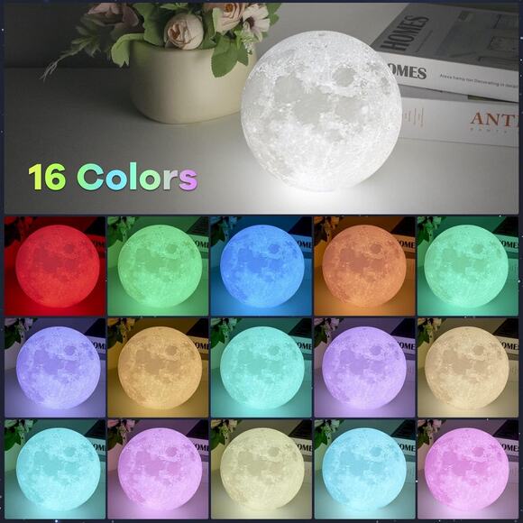 Novelty 3D Luminescent Moon Tabletop Nightlight Lamp - Picture 6 of 11